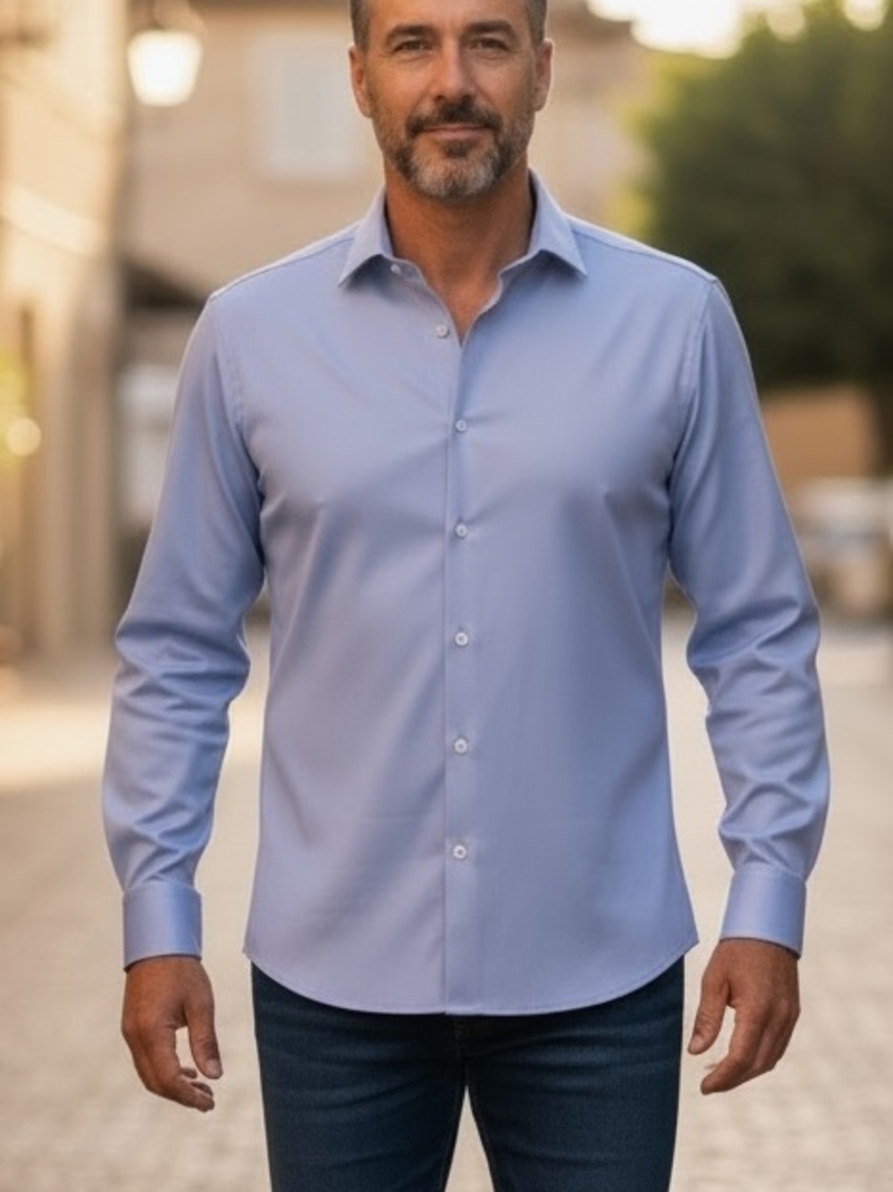 Michael Kors Blue Dress Shirt 19 34/35 Big Fit Non Iron Long Sleeve